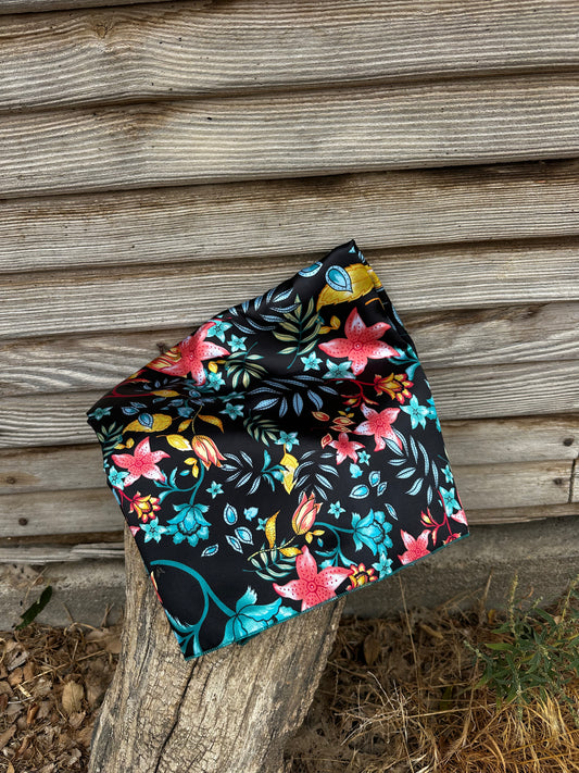 Black background flower pattern